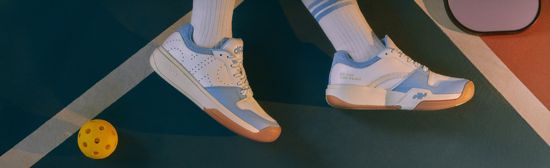 DAPS DESI pickleball shoes in Baby Blue/White — cool, confident OG colorway for men and women.