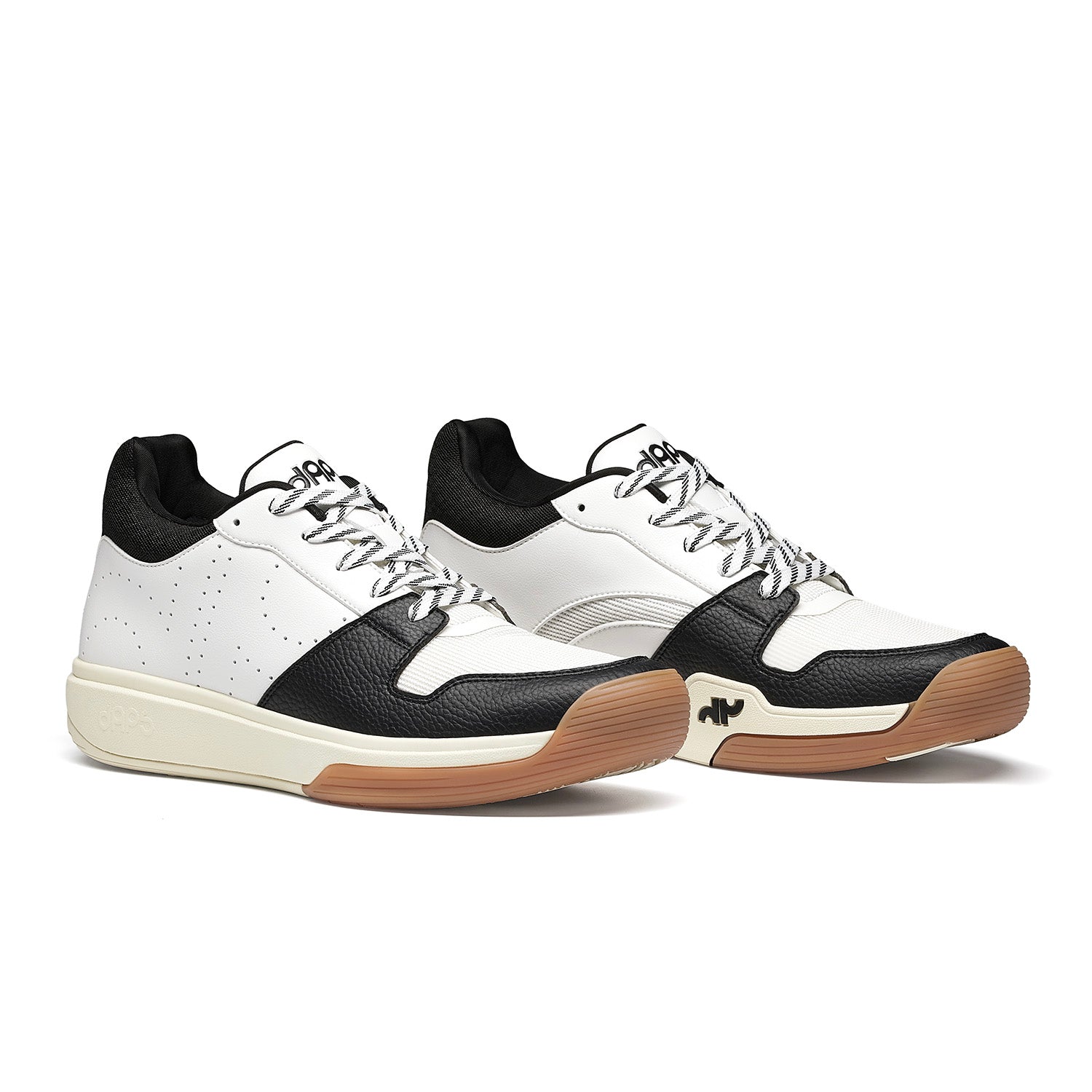 Pair of Men’s DAPS DESI Mid pickleball shoes in Black and White – lightweight, durable construction built for traction and agility.
