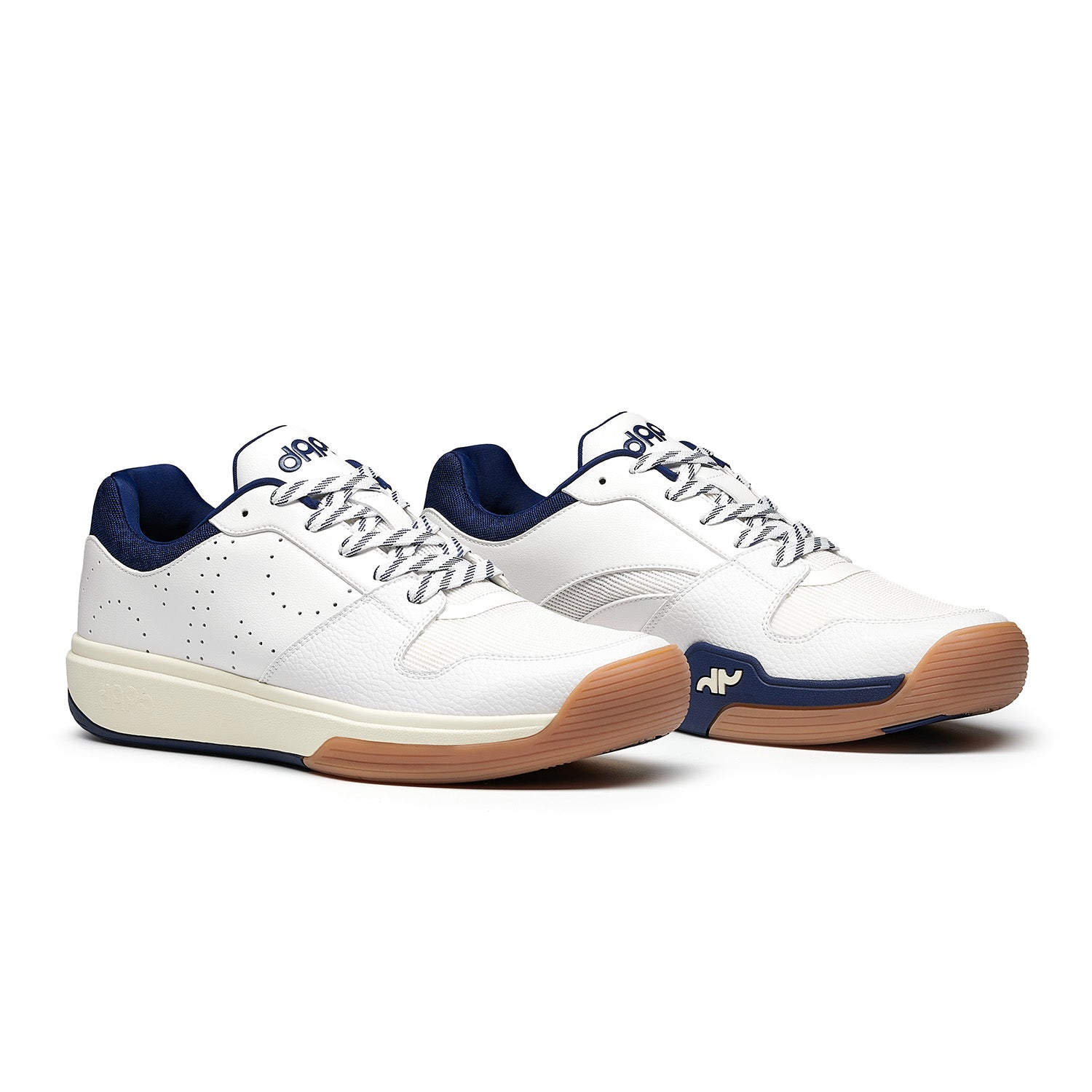 Pair of Men’s DAPS DESI Low pickleball shoes in Navy and White – built for comfort, durability, and court-ready traction.
