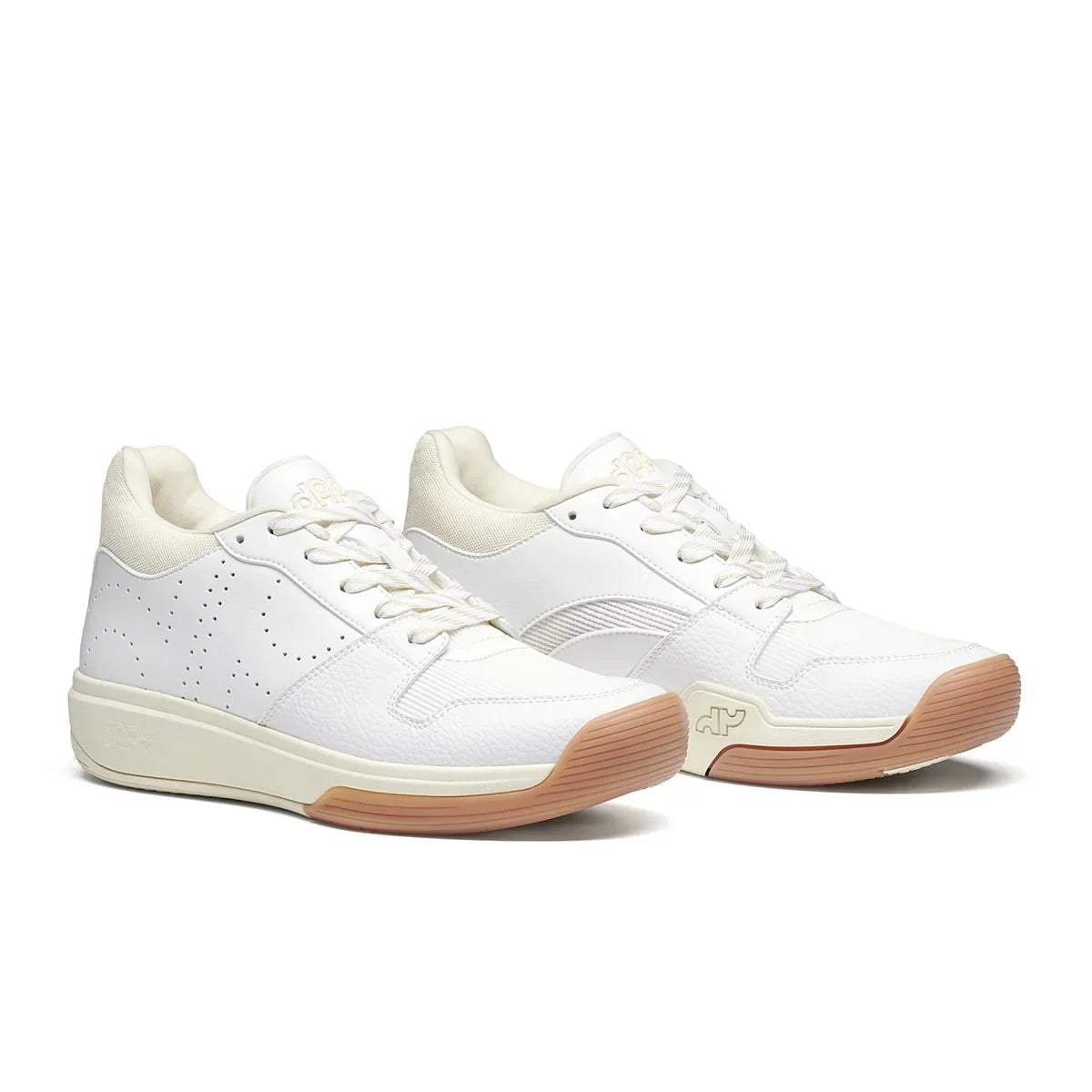 Pair of Men’s DAPS DESI Mid pickleball shoes in White and Cream – premium construction for support, balance, and court traction.