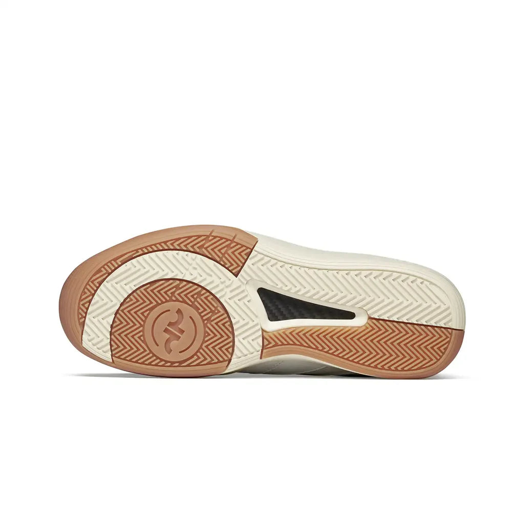 Underside of DAPS DESI Low Men’s pickleball shoe – herringbone outsole with carbon fiber shank enhances traction and support.